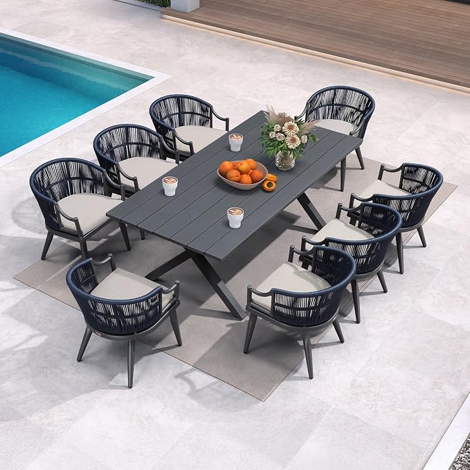 PURPLE LEAF 9 Pieces Outdoor Dining Set All Weather Wicker Patio Dining Set - Image 3