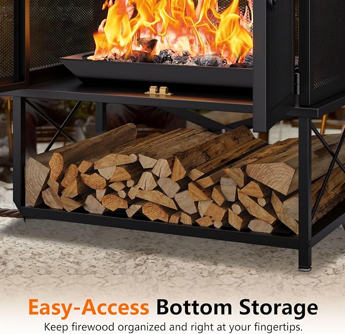 2-in-1 Metal Chiminea Fireplace - Image 8
