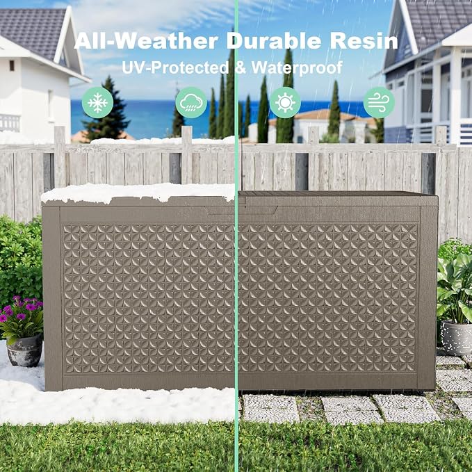 EasyUp 121 Gallon Outdoor Storage Box Waterproof, UV Resistant Resin Deck Box - Image 7
