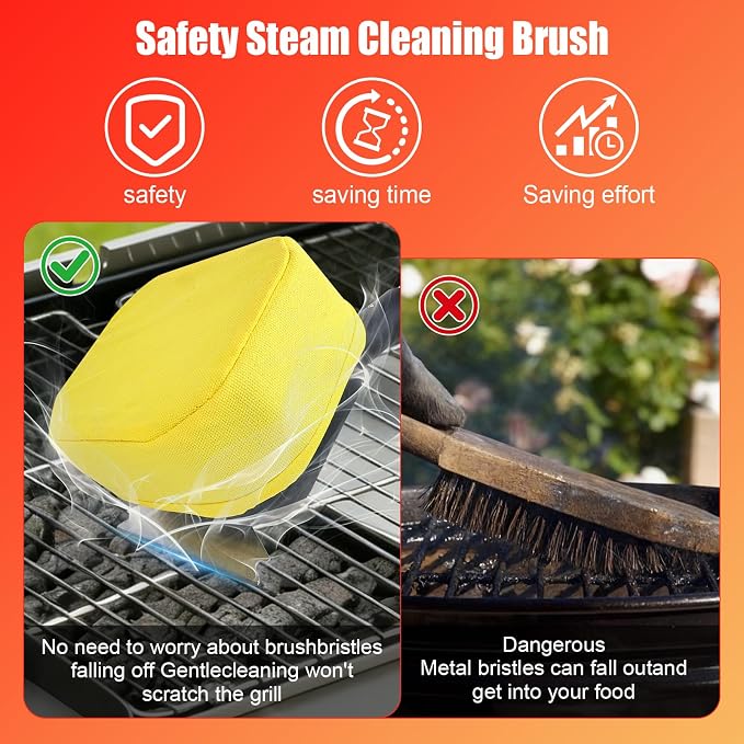 Grill Brush Bristle Free with 2 Replaceable Heads, Steam-Enhanced Scraper - Image 7