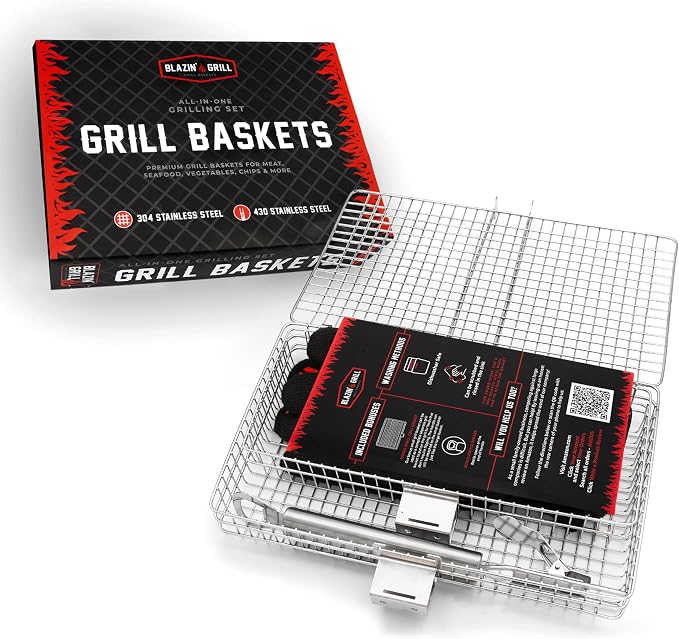 BLAZIN' GRILL Baskets for Outdoor Grill | 2 Grilling Baskets - Image 5