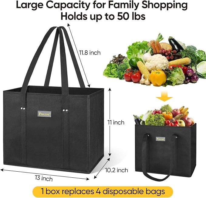 BALEINE 3Pk Reusable Grocery Bags, Foldable Shopping Bags - Image 2