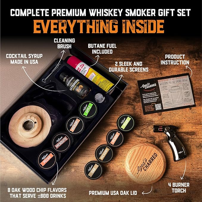 Whiskey Smoker Kit with Torch and Butane and Old Fashioned Syrup - Image 4