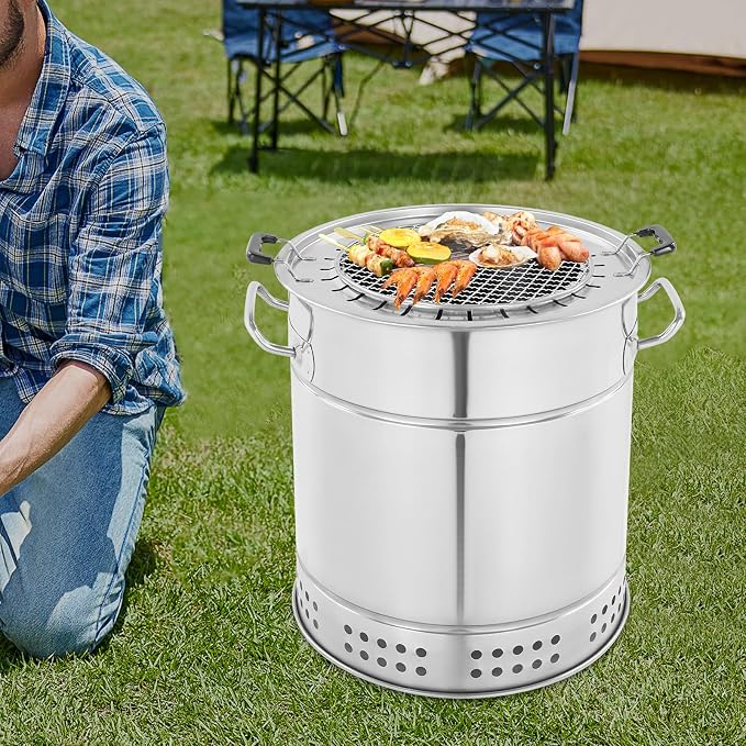 Barbecue Charcoal Barrel Grill, 28 Skewers Portable Stainless Charcoal BBQ - Image 2
