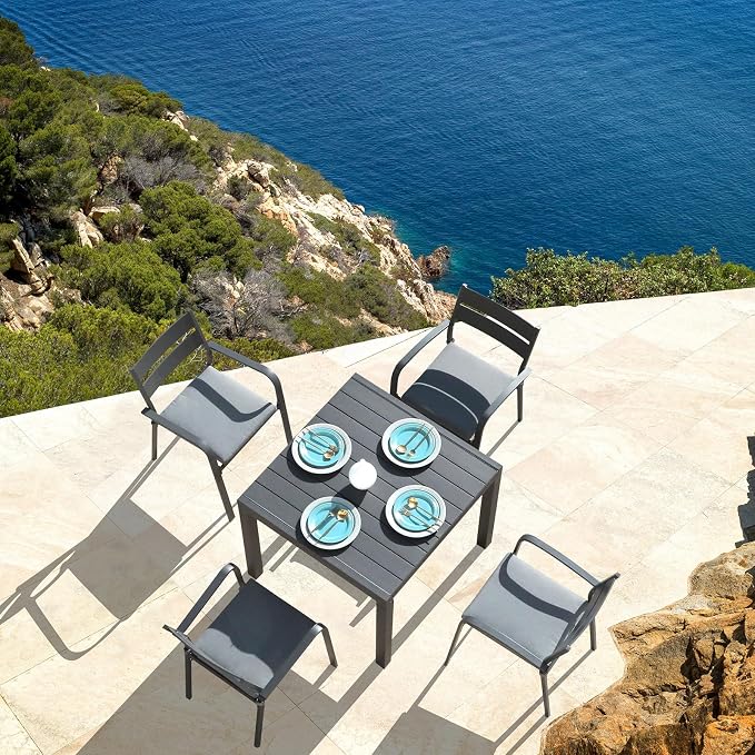 Soleil Jardin Aluminum Patio Extendable Dining Table, Adjustable Indoor Outdoor - Image 8