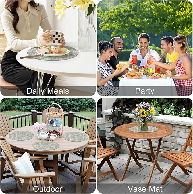 Homaxy Round Faux Leather Placemats and Coasters, Washable Dual-Side Table Mats - Image 5