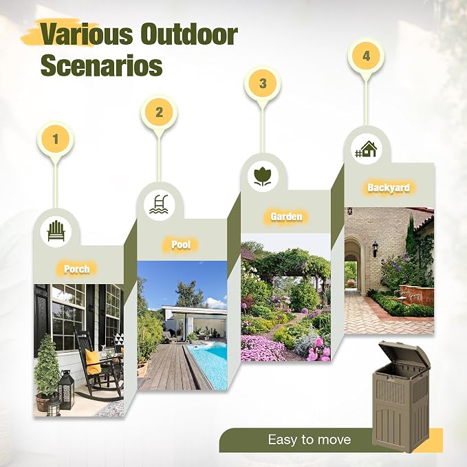 Devoko 33 Gallon Outdoor Trash Can, Hideaway Garbage Bins - Image 5