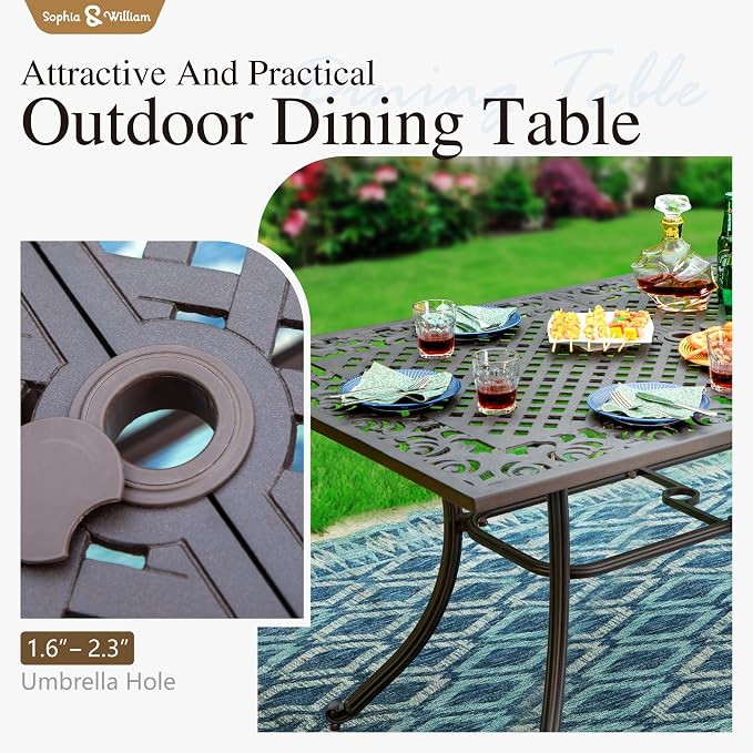 Sophia & William 7 Pieces Cast Aluminium Patio Dining Set - Image 2