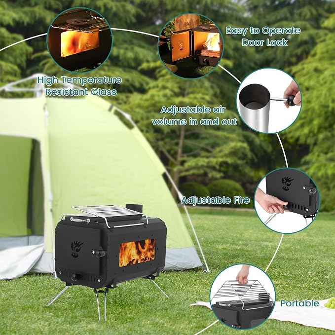 Wood Burning Stove, Hot Tent Stove, Folding Portable Wood Stove - Image 2