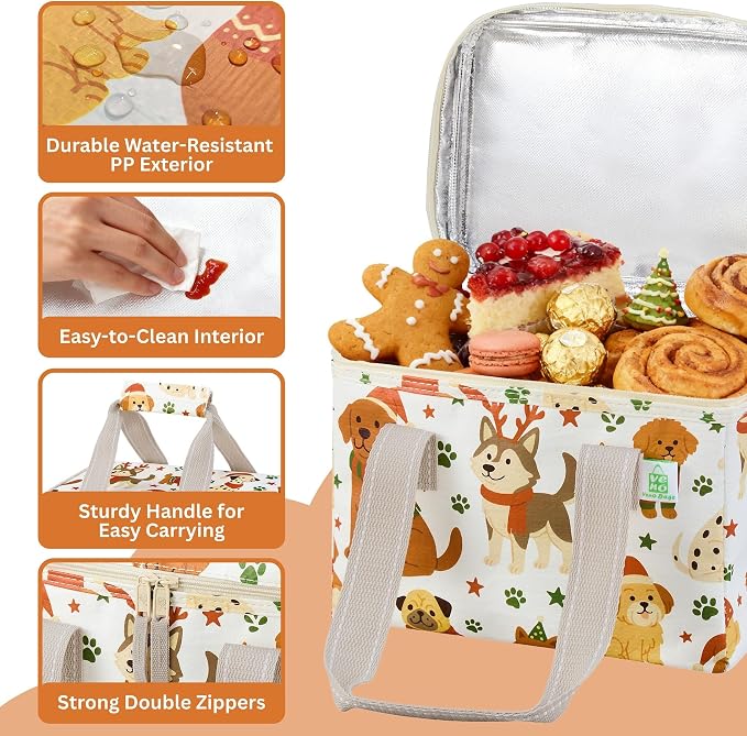 VENO 2 Pack Christmas Insulated Lunch Bag, Heavy Duty Insulated Grocery Bags - Image 5
