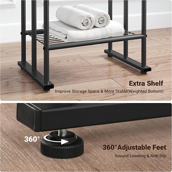 ELYKEN 3 Tier Standing Towel Rack, Freestanding Floor Towel Rack - Image 5