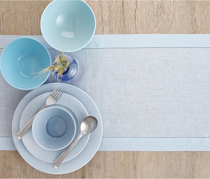 Solino Home Linen Light Blue Table Runner 60 Inches - Image 3