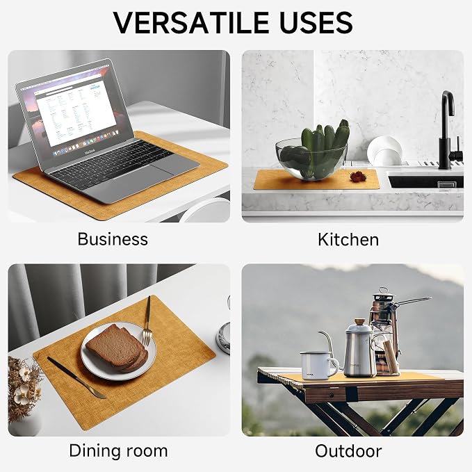 Faux Leather Vinyl Placemats Set of 6 Wipeable Heat Resistant Place Mats 100% - Image 7