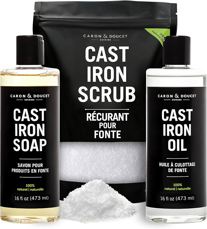 CARON & DOUCET – Ultimate Cast Iron Set PLUS: Seasoning Oil, Cleaning Soap & by CaronDoucet
