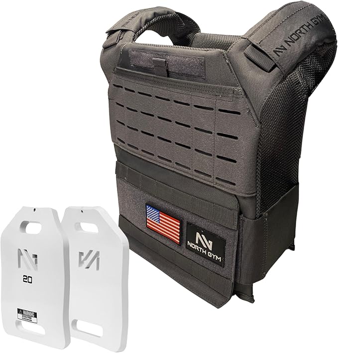 Northgym Adjustable Weighted Vest/Incl. 3D Weight Plates in 14lbs / 20lbs/ by NorthGym