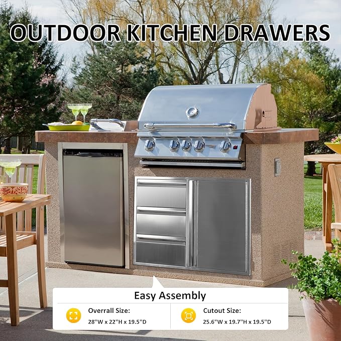 Outdoor Kitchen Door Drawer Combo Cabinet 28" W x 22" H x 19.5" D Stainless - Image 5