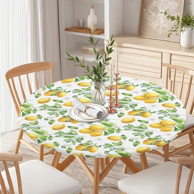 Lemon Round Fitted Tablecloth - Image 8