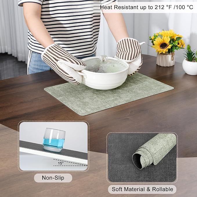 Myir JUN Dual Sided Placemats, Faux Leather Set of 6 Indoor/Outdoor Square - Image 5