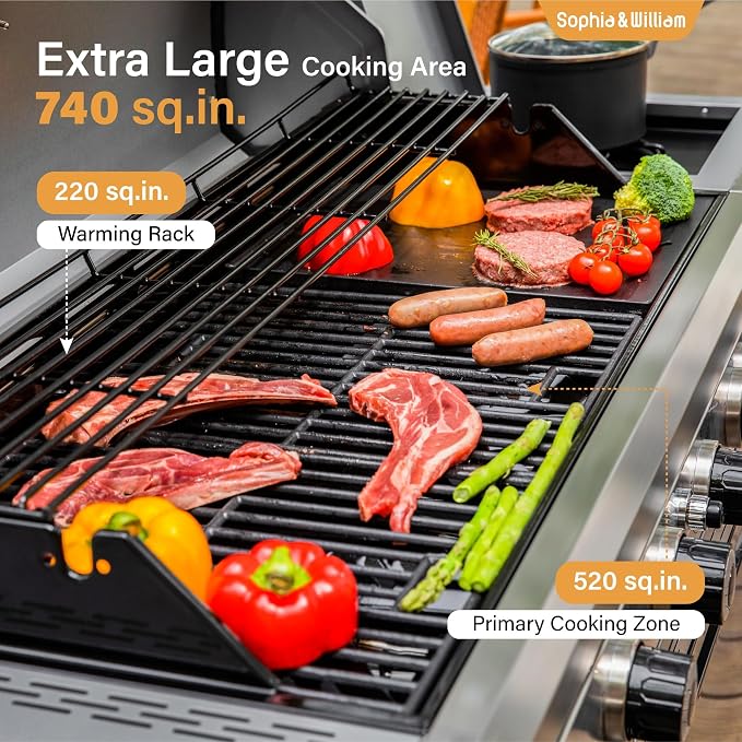 Sophia & William 6-Burner Propane Gas BBQ Grill - Image 5
