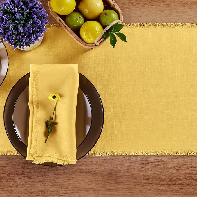 Solino Home Linen Fringe Table Runner 108 Inches Long - Image 3