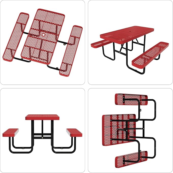 72'' Rectangular Metal Picnic Table - Image 8