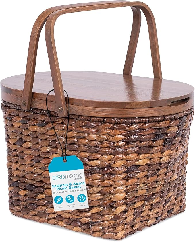 BirdRock Home Seagrass and Abaca Picnic Basket by BIRDROCKHOME
