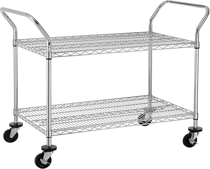 Finnhomy 2-Tier Commercial Grade Rolling Cart, Heavy Duty Utility Cart by Finnhomy