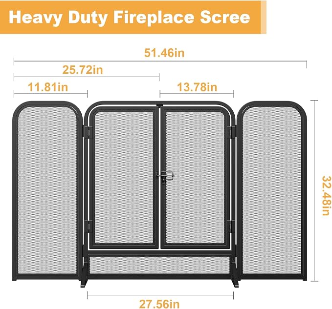 Mr IRONSTONE 3 Panel Fireplace Screen 51.5" W x 32.5" H Modern Foldable - Image 6