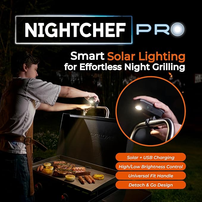 Night Chef Pro Smart Grill Light – Solar & USB Powered, Tilt Sensor, Magnetic - Image 3