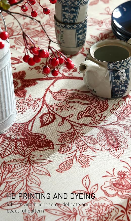 ISAENNE Designer French Linen Round Tablecloth, Durable Home Decor Tablecloths - Image 4