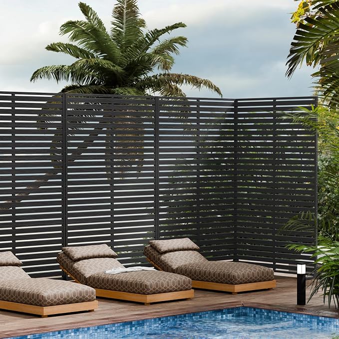 Privacy Fence Screen with Stand 6 Panel 72" H×47" W HDPE Decorative Panels with - Image 6