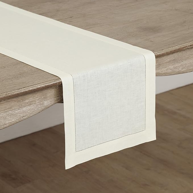 Solino Home Linen Ivory Table Runner 108 Inches Long - Image 2
