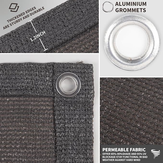 LOVE STORY Custom Size 3.3'x15' Dark Grey Balcony Privacy Screen, UV Block - Image 3