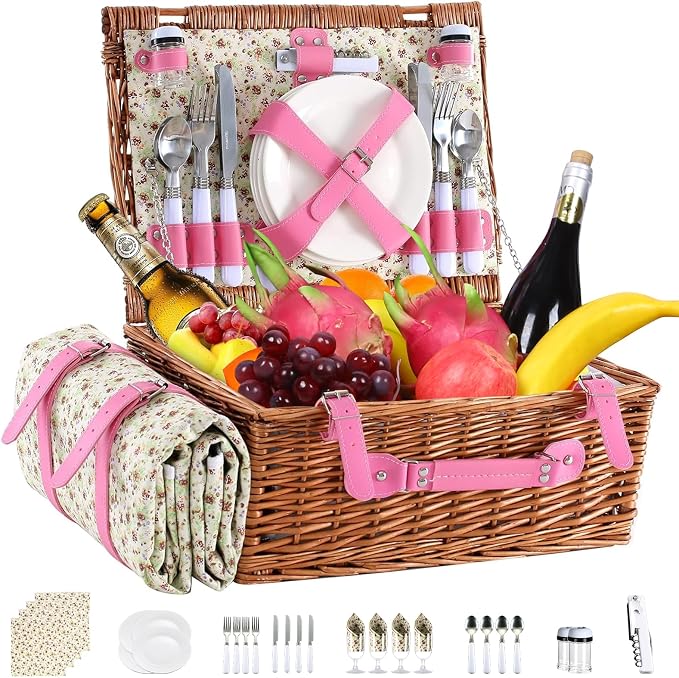 Neti Neti Wicker Picnic Basket for 4 by NetiNeti