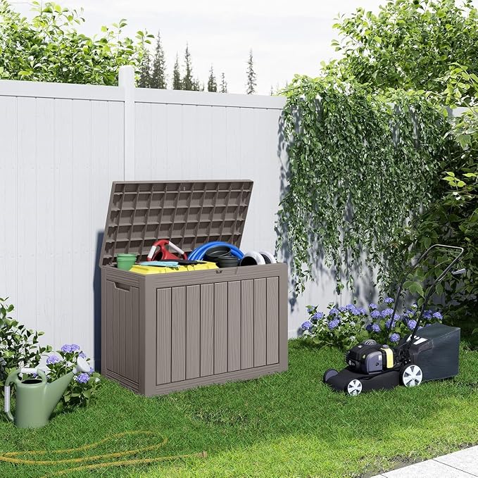 45 Gallon Large Deck Box, Resin Outdoor Storage Box - Image 6