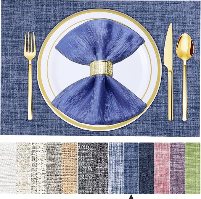 BETEAM Placemats Set of 8, Woven Vinyl Placemat by BETEAM