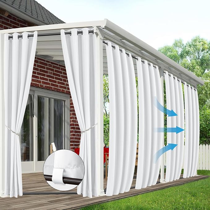 HolidayIdeas Outdoor Curtains for Patio Waterproof 6 Panels 54x95 by HolidayIdeas