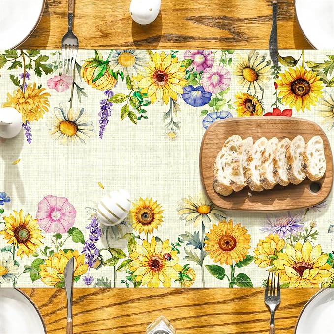 Tulip Lavender Spring Table Runner, Summer Seasonal Holiday Anniversary Kitchen - Image 2