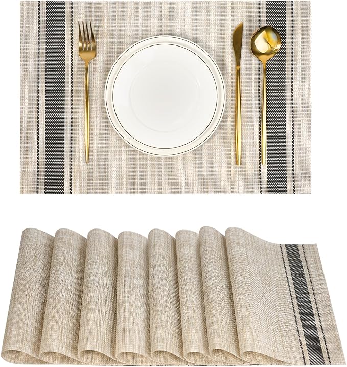 Placemats Set of 8，Non-Slip PVC Weave Table Mats Easy to Clean，Heat Resistant by flohar
