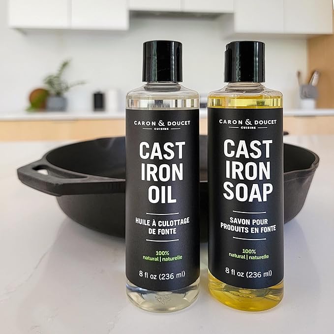 CARON & DOUCET - Cast Iron Cleaning & Conditioning Set: Seasoning Oil & - Image 2