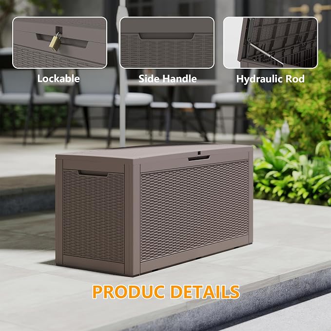 100 Gallon Outdoor Storage Box Waterproof, Resin Deck Boxes - Image 3