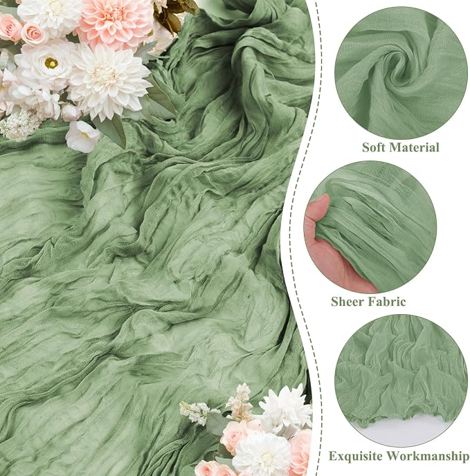 8 Packs Cheesecloth Table Runner 10FT Long Boho Gauze Fabric Table Runner - Image 3