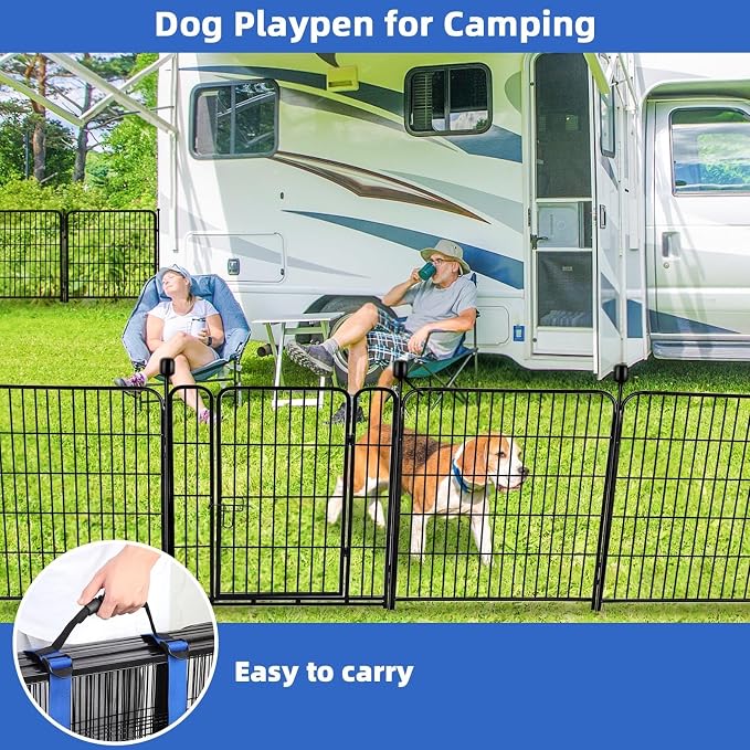 ADAVIN 32 in Garden Fences and Borders, 1 Gate+11 Panels Dog Fence Outdoor - Image 6
