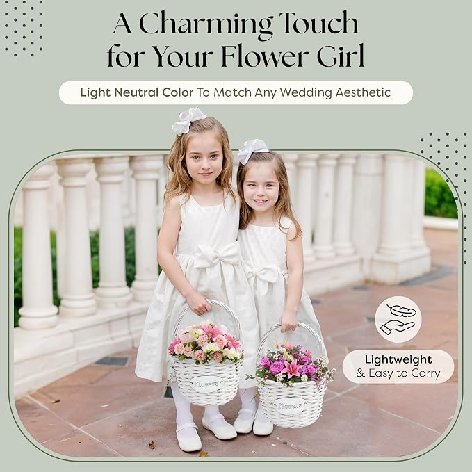 Flower Girl Basket | Handcrafted Natural Wicker Flower Baskets - Image 2