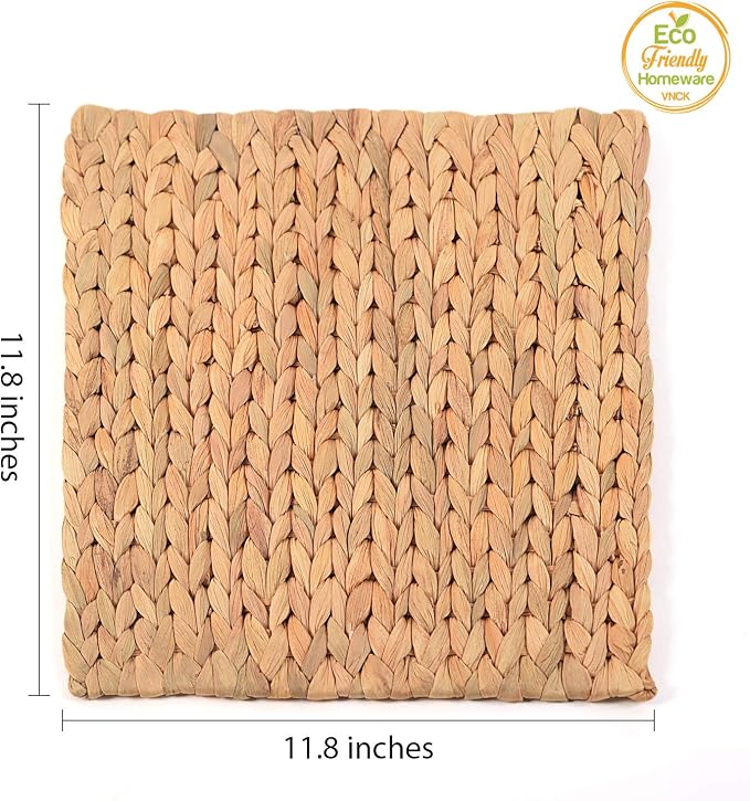 Boho Place Mats Set of 4, Square Table Mats Set of 4, Woven Placemats - Image 3