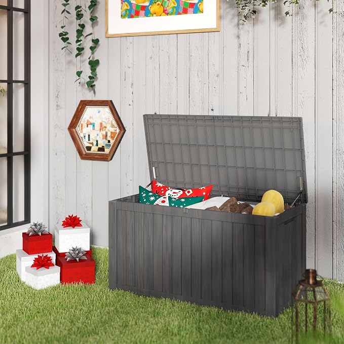180 Gallon Outdoor Storage Box Waterproof, Resin Deck Boxes by Unknown