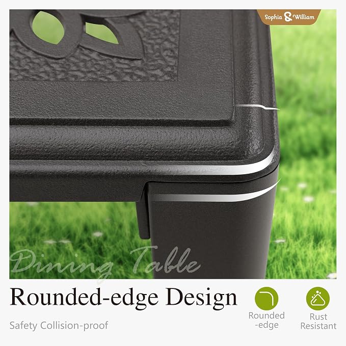 Sophia & William Outdoor Dining Table 4-Person Square Cast Aluminium, Patio - Image 3