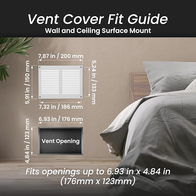 Repa Market 8x6 Inch Air Vent Cover/White Galvanized Steel Louvered Grill Cover - Image 2