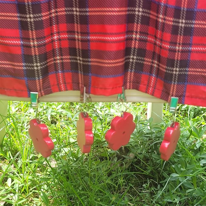 TwoFish Home Set of 4 Red Flower Tablecloth Weights Clips Handicraft Red Flower - Image 7