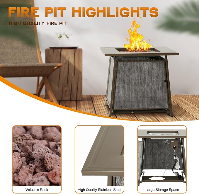 BALI OUTDOORS 50, 000 BTU Propane Fire Pit Outdoor, 28 inch Propane Fire Pit - Image 3